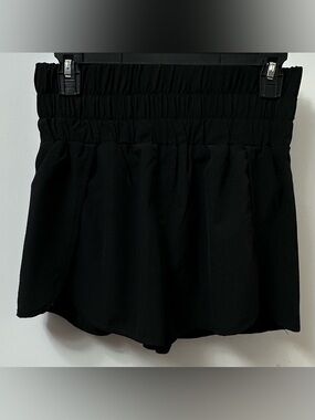Black High-Waist Smocked Women’s Shorts
